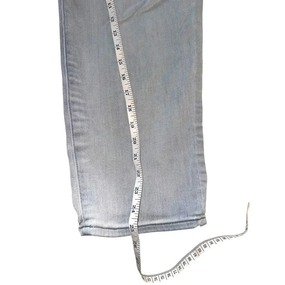 Express Mom Jean Super High Rise Size 16 Light Wash Distressed Straight Leg